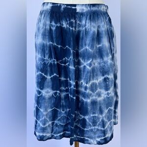 Madewell Women’s Linen Indigo Shibori‎ Tie Dye Skirt A-Line Lined Size 8